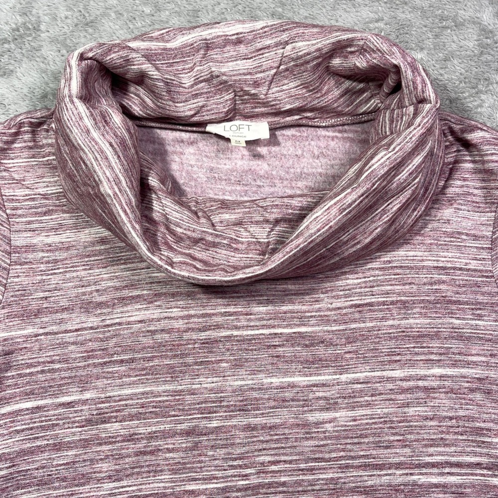 LOFT Outlet Lounge Women's Medium Purple Striped Cowl Neck Long Sleeve‎ Top